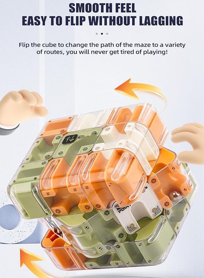 Blue 3D Rolling Ball Maze Cube Puzzle Brain Teaser Game Gift For Adults Teens - Image 3